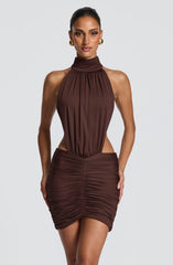 Thekla Mini Dress - Plum Brown Dress XS Babyboo Fashion Premium Exclusive Design