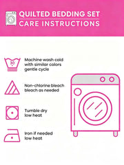 Highland Cow Family Floral Garden 3-Piece Quilted Bedding Set