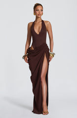 Adele Maxi Dress - Plum Brown Dress XS Babyboo Fashion Premium Exclusive Design