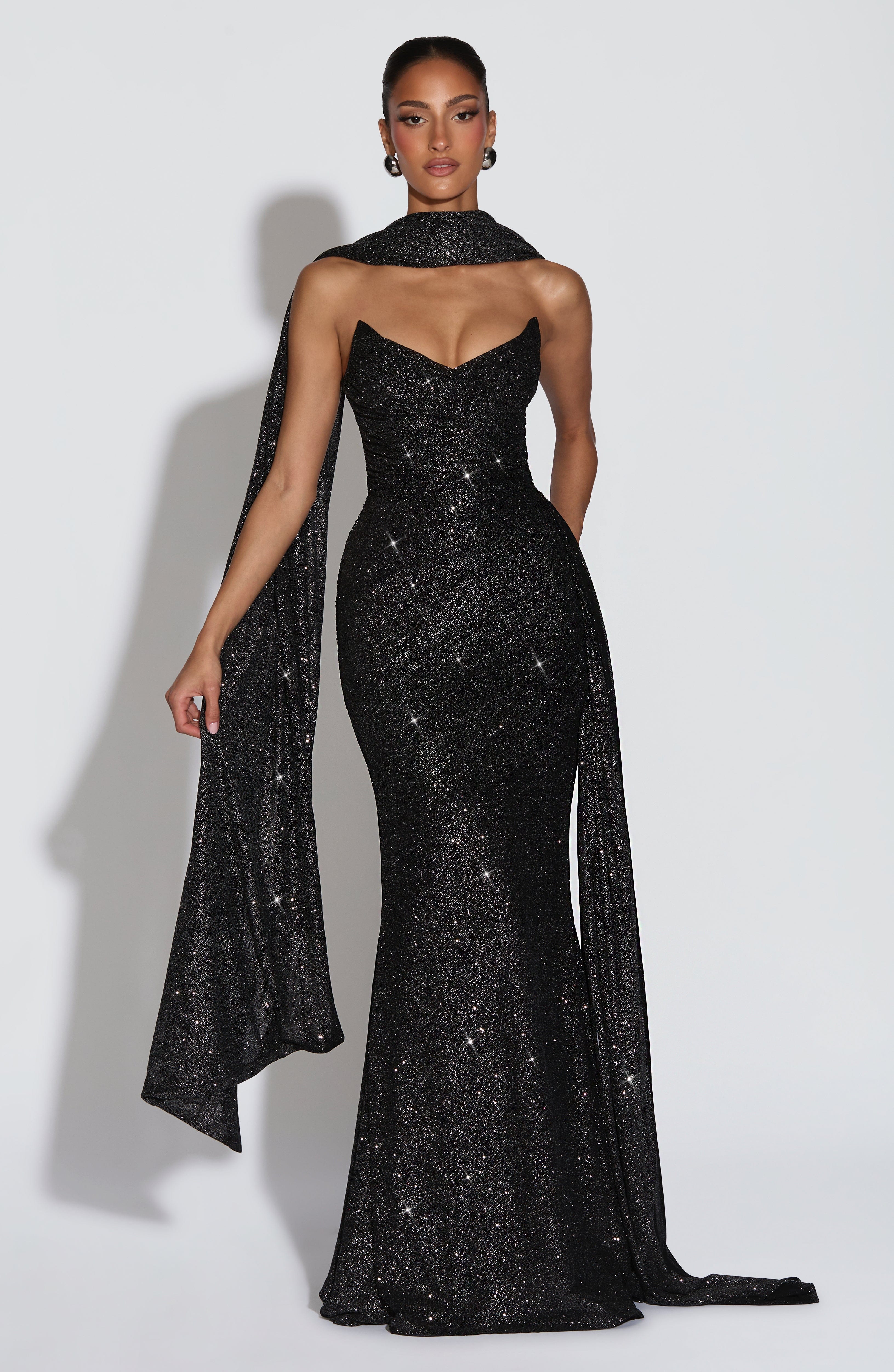 Ashika Maxi Dress - Black Sparkle Dress Babyboo Fashion Premium Exclusive Design