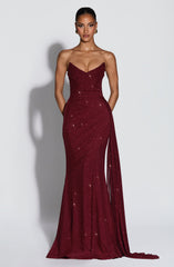 Ashika Maxi Dress - Wine Sparkle Dress Babyboo Fashion Premium Exclusive Design
