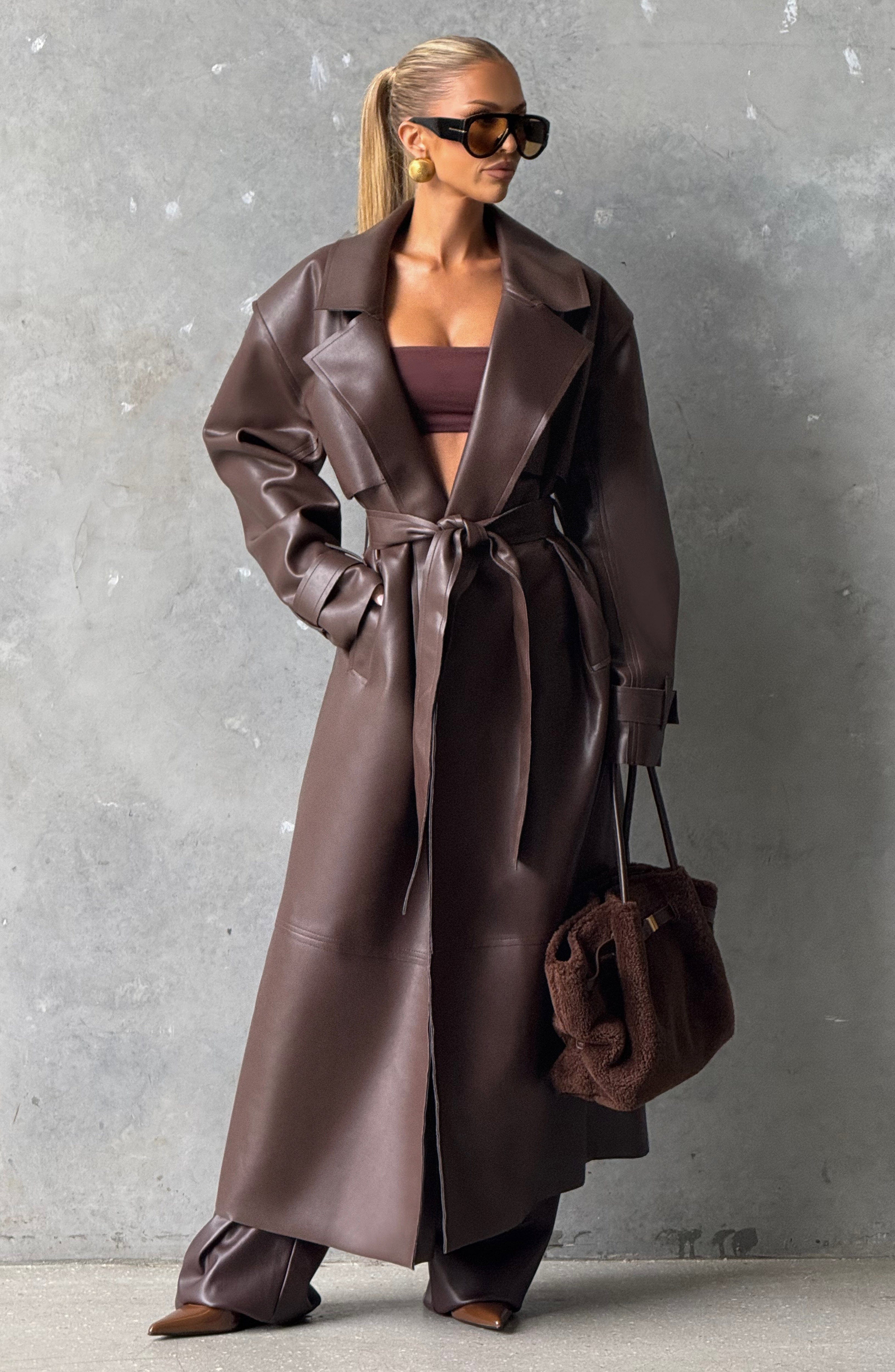 Bridget Trench Coat - Plum Brown Jacket Babyboo Fashion Premium Exclusive Design