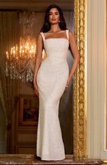 Calanthe Maxi Dress - Ivory Sparkle Dress XS Babyboo Fashion Premium Exclusive Design