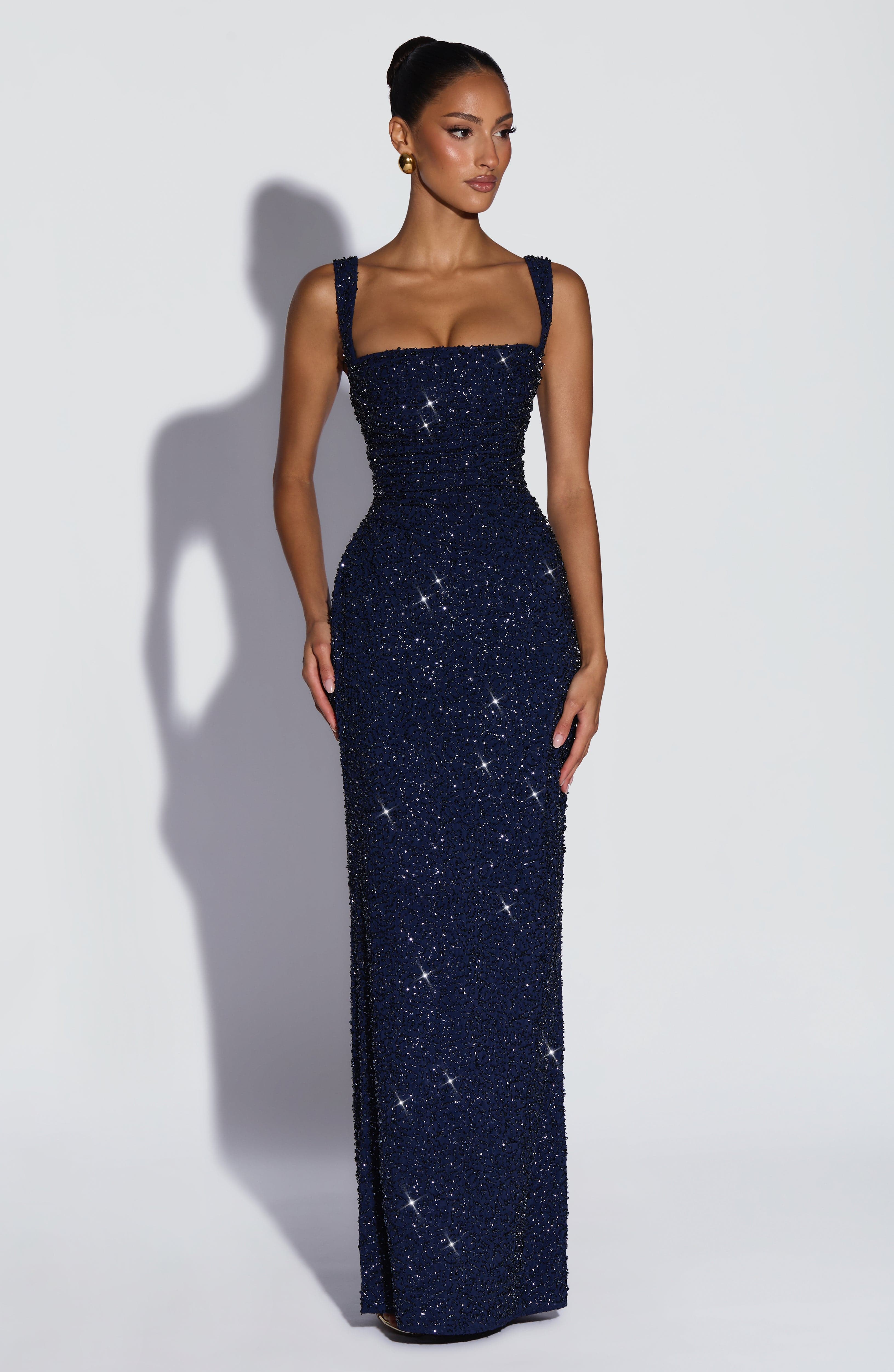 Calanthe Maxi Dress - Navy Sparkle Dress XS Babyboo Fashion Premium Exclusive Design