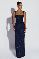 Calanthe Maxi Dress - Navy Sparkle Dress XS Babyboo Fashion Premium Exclusive Design