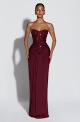 Carina Maxi Dress - Burgundy Dress Babyboo Fashion Premium Exclusive Design