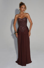 Carina Maxi Dress - Plum Brown Dress Babyboo Fashion Premium Exclusive Design