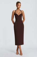 Cassia Midi Dress - Plum Brown Dress XS Babyboo Fashion Premium Exclusive Design