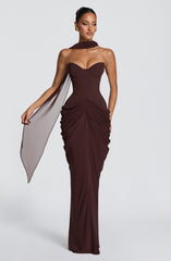 Chiara Maxi Dress - Plum Brown Dress XS Babyboo Fashion Premium Exclusive Design