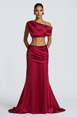 Claudette Maxi Skirt - Burgundy Skirt Babyboo Fashion Premium Exclusive Design