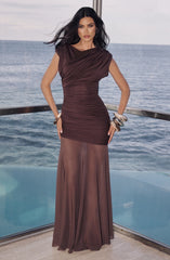 Demelza Maxi Dress - Plum Brown Dress Babyboo Fashion Premium Exclusive Design