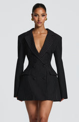 Elvira Mini Dress - Black Pinstripe Dress XS Babyboo Fashion Premium Exclusive Design