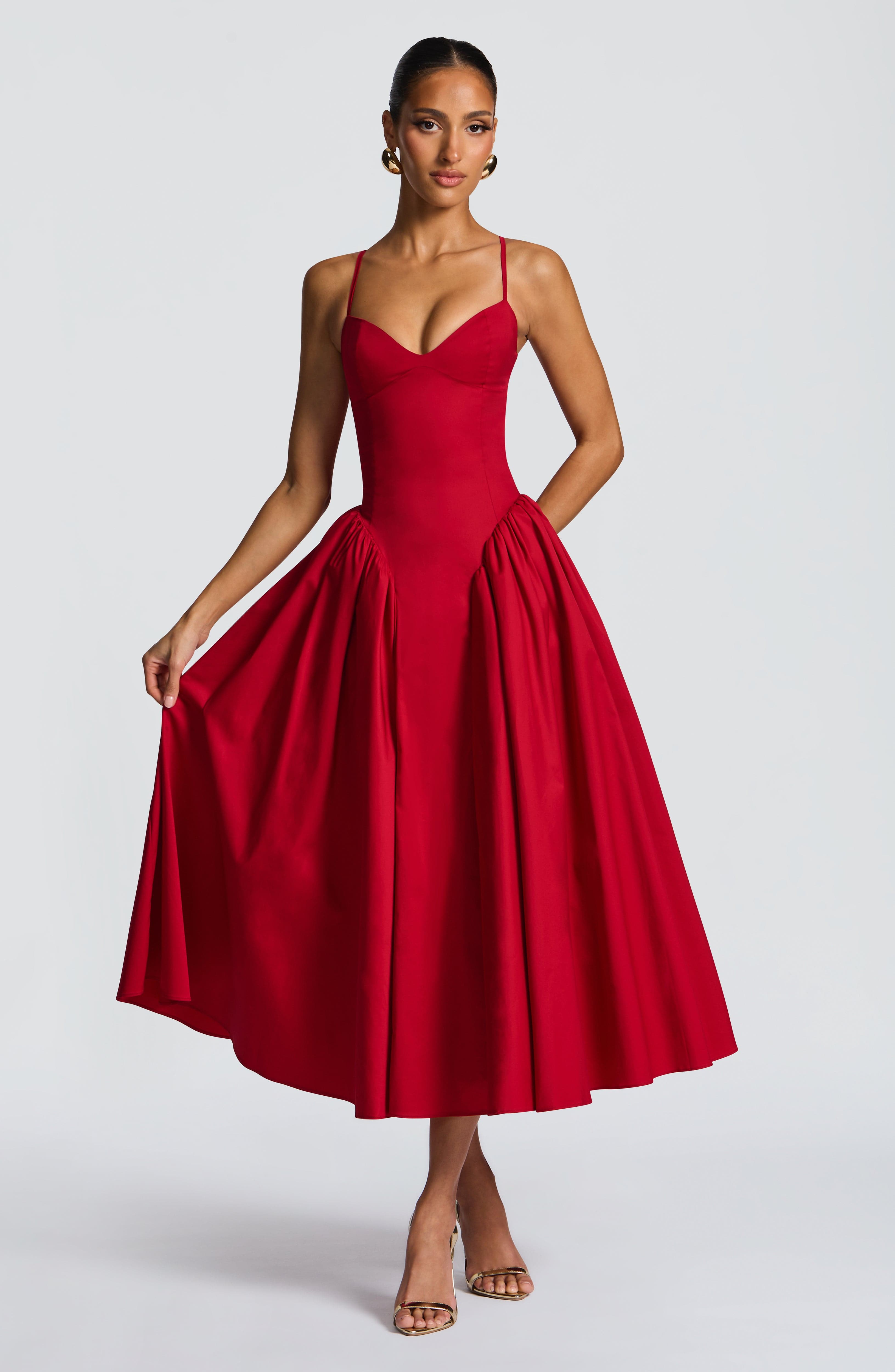 Emerson Midi Dress - Red Dress Babyboo Fashion Premium Exclusive Design