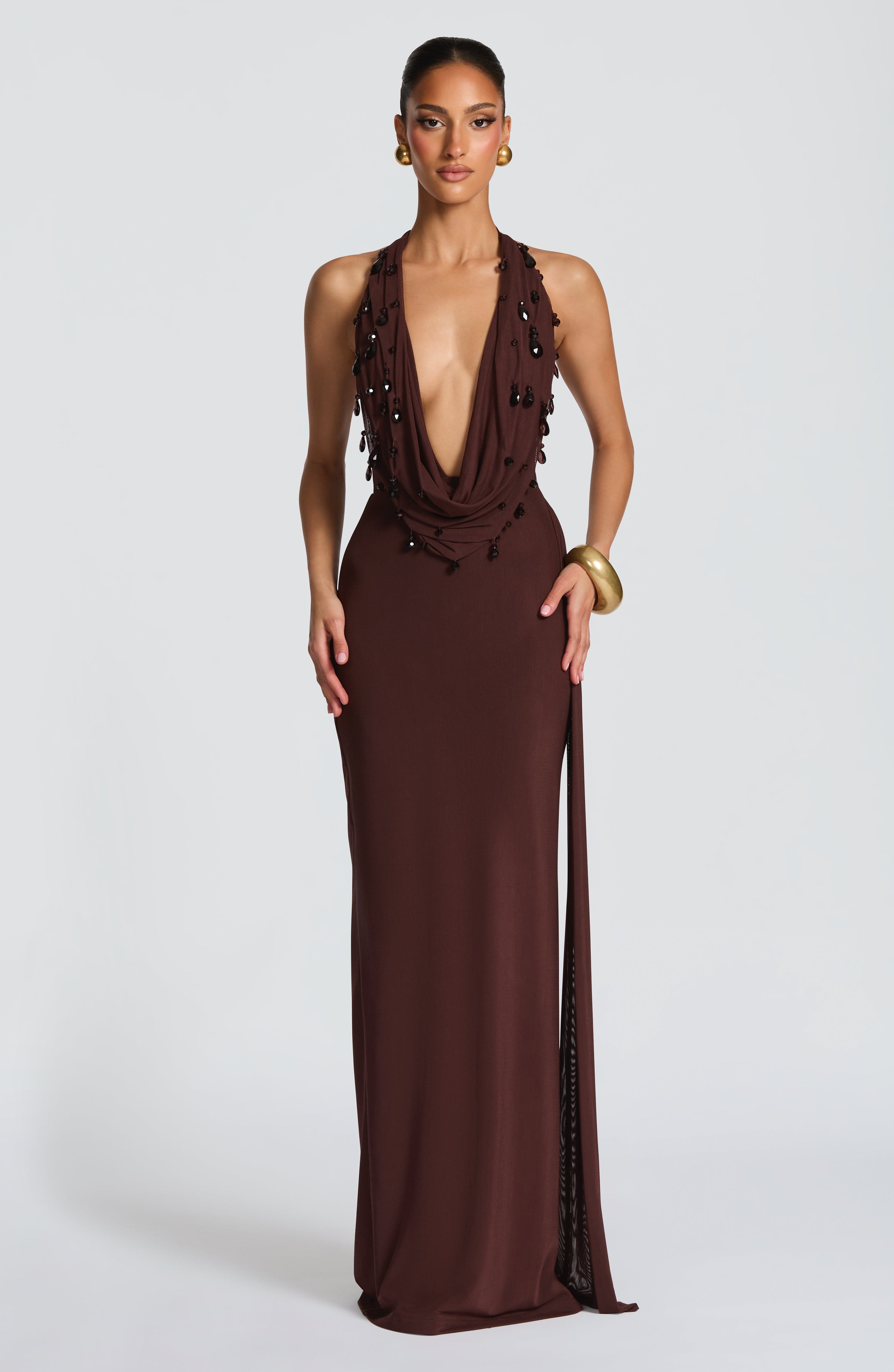 Fabia Maxi Dress - Plum Brown Dress Babyboo Fashion Premium Exclusive Design