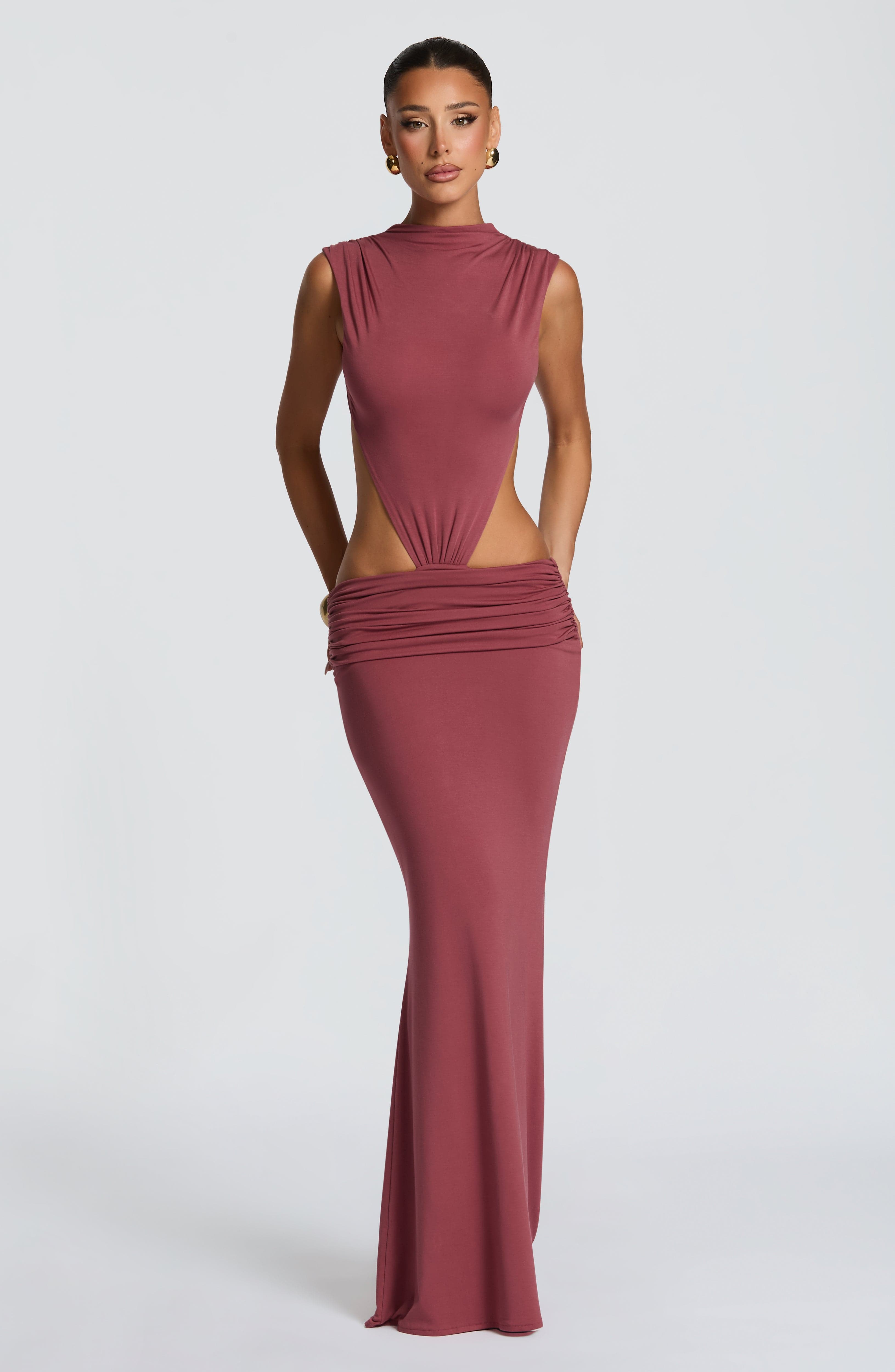 Fenella Maxi Dress - Rose Brown Dress XS Babyboo Fashion Premium Exclusive Design