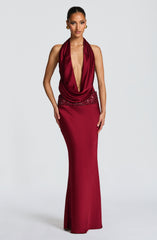Ira Maxi Skirt - Burgundy Skirt Babyboo Fashion Premium Exclusive Design