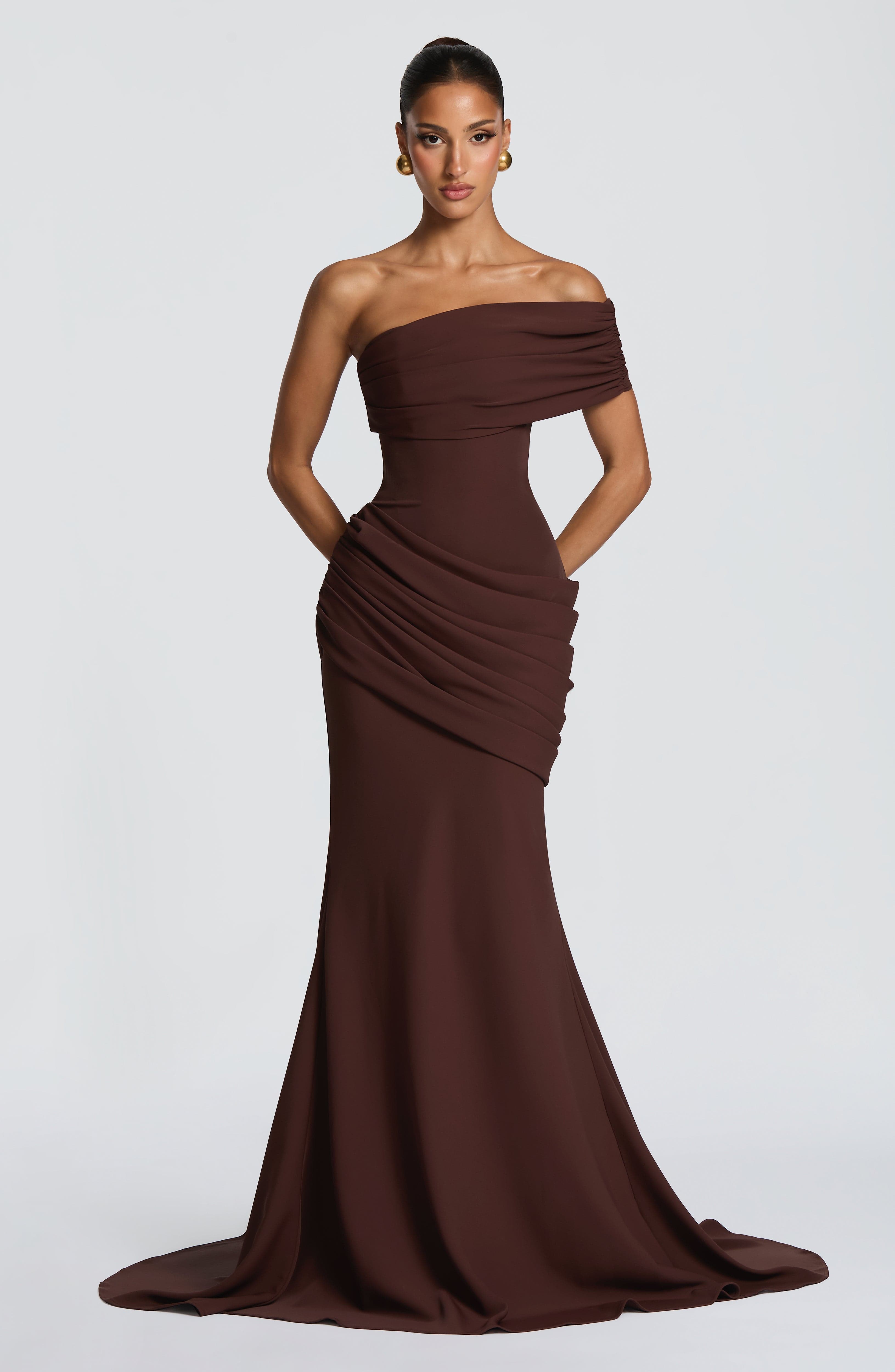 Kasia Gown - Plum Brown Dress XS Babyboo Fashion Premium Exclusive Design