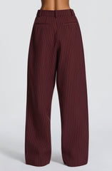 Kirsty Pants - Burgundy Pinstripe Pants Babyboo Fashion Premium Exclusive Design