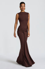 Lorenza Maxi Dress - Plum Brown Dress Babyboo Fashion Premium Exclusive Design