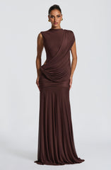 Mireya Maxi Dress - Plum Brown Dress Babyboo Fashion Premium Exclusive Design