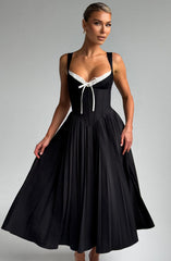 Natassia Midi Dress - Black/White Dress Babyboo Fashion Premium Exclusive Design