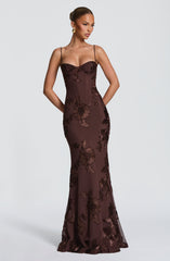 Nefertiti Maxi Dress - Plum Brown Dress XS Babyboo Fashion Premium Exclusive Design