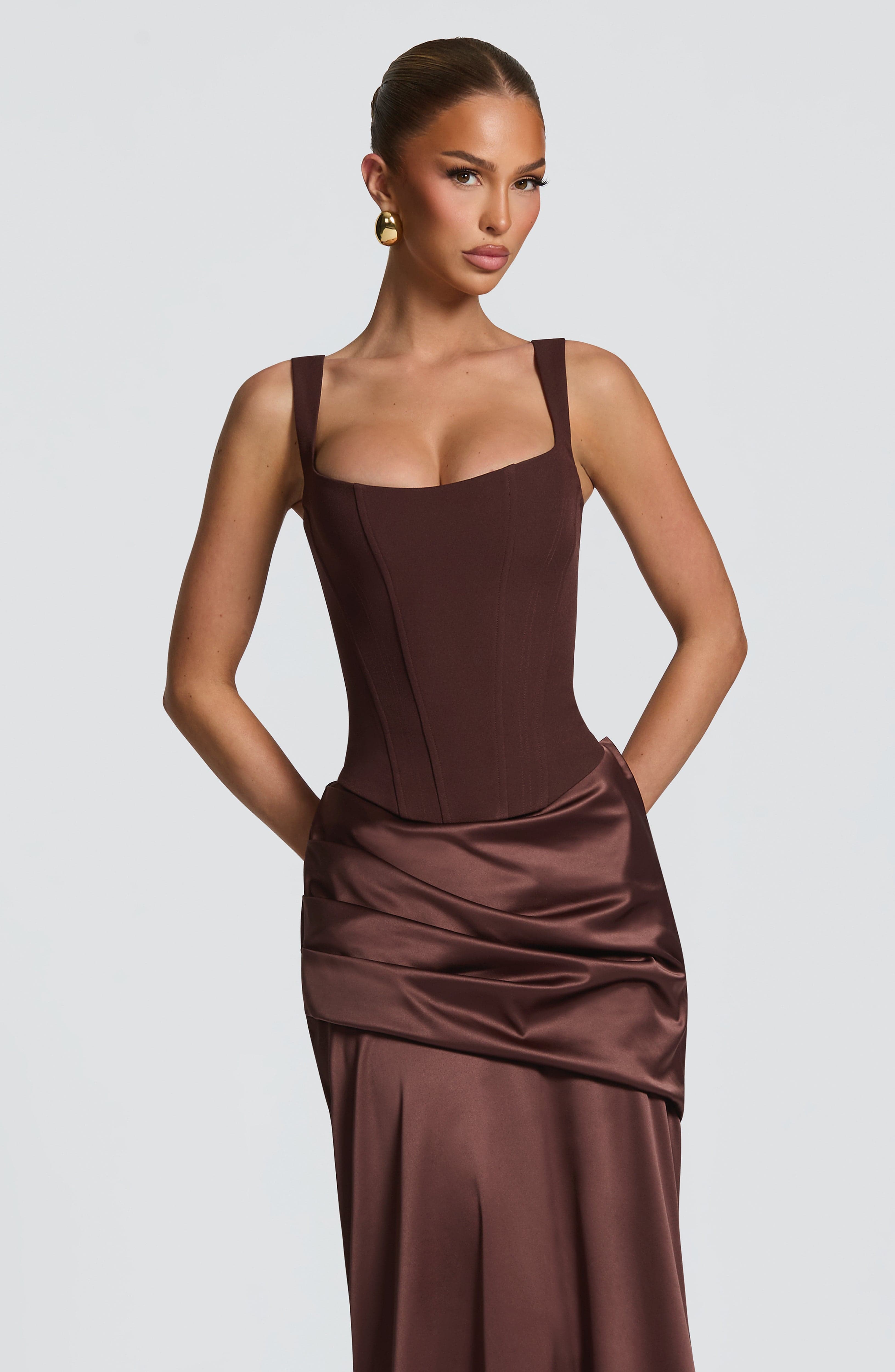 Nixie Corset - Plum Brown Tops Babyboo Fashion Premium Exclusive Design