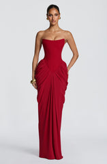 Noura Maxi Dress - Deep Red Dress XS Babyboo Fashion Premium Exclusive Design