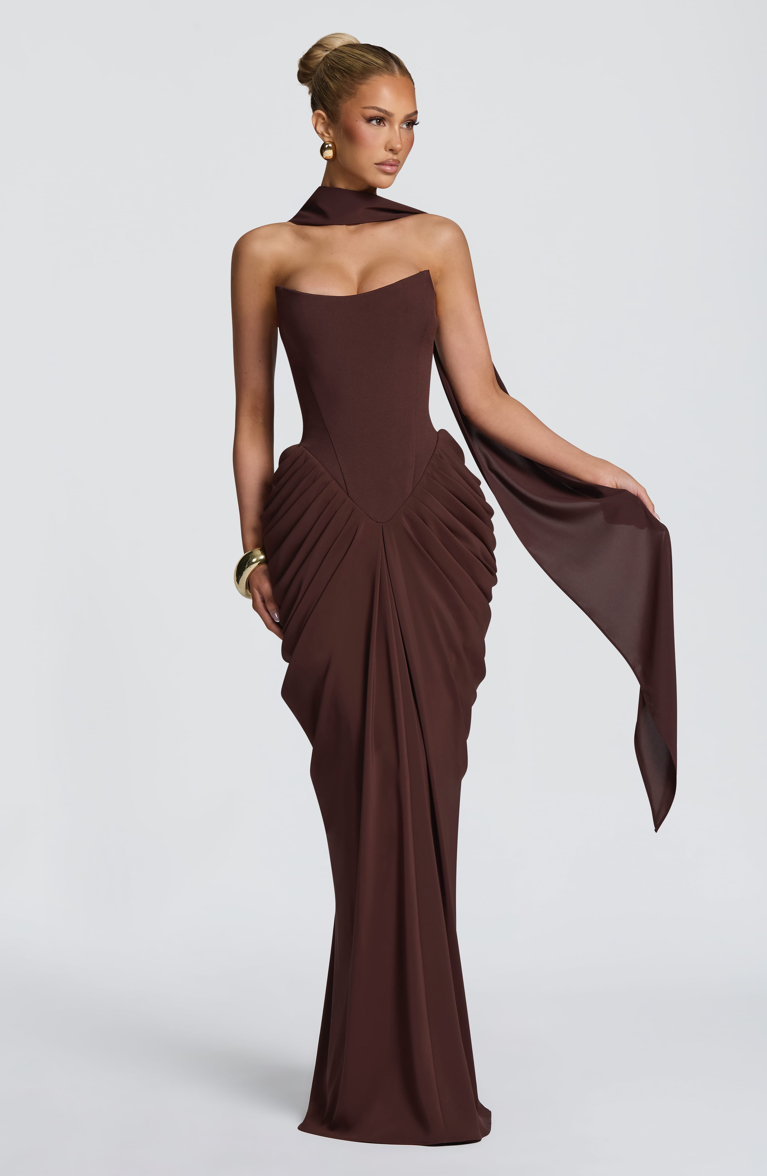 Noura Maxi Dress - Plum Brown Dress XS Babyboo Fashion Premium Exclusive Design