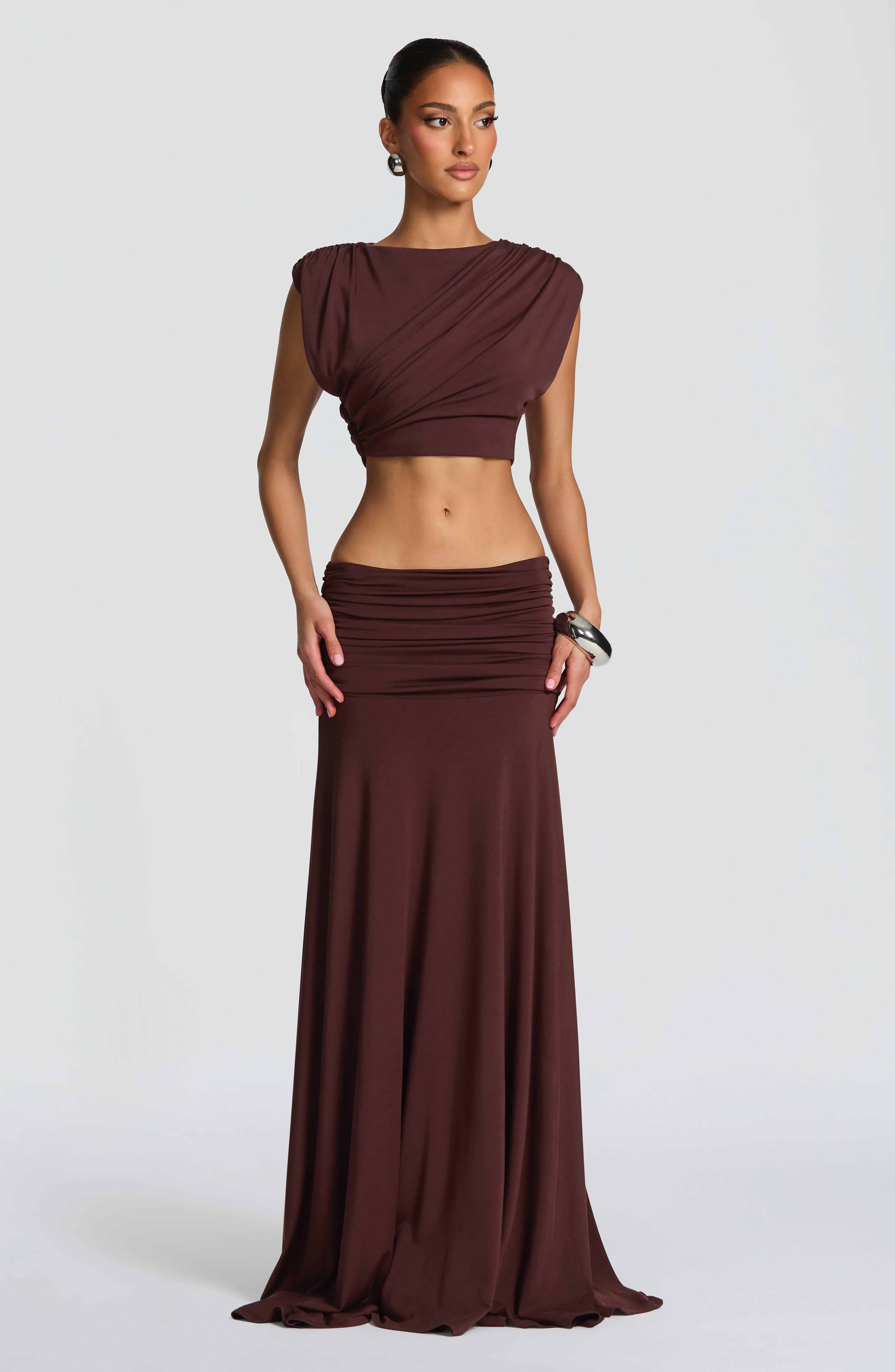 Paige Maxi Skirt - Plum Brown Skirt Babyboo Fashion Premium Exclusive Design