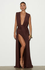 Romilly Gown - Plum Brown Dress XS Babyboo Fashion Premium Exclusive Design