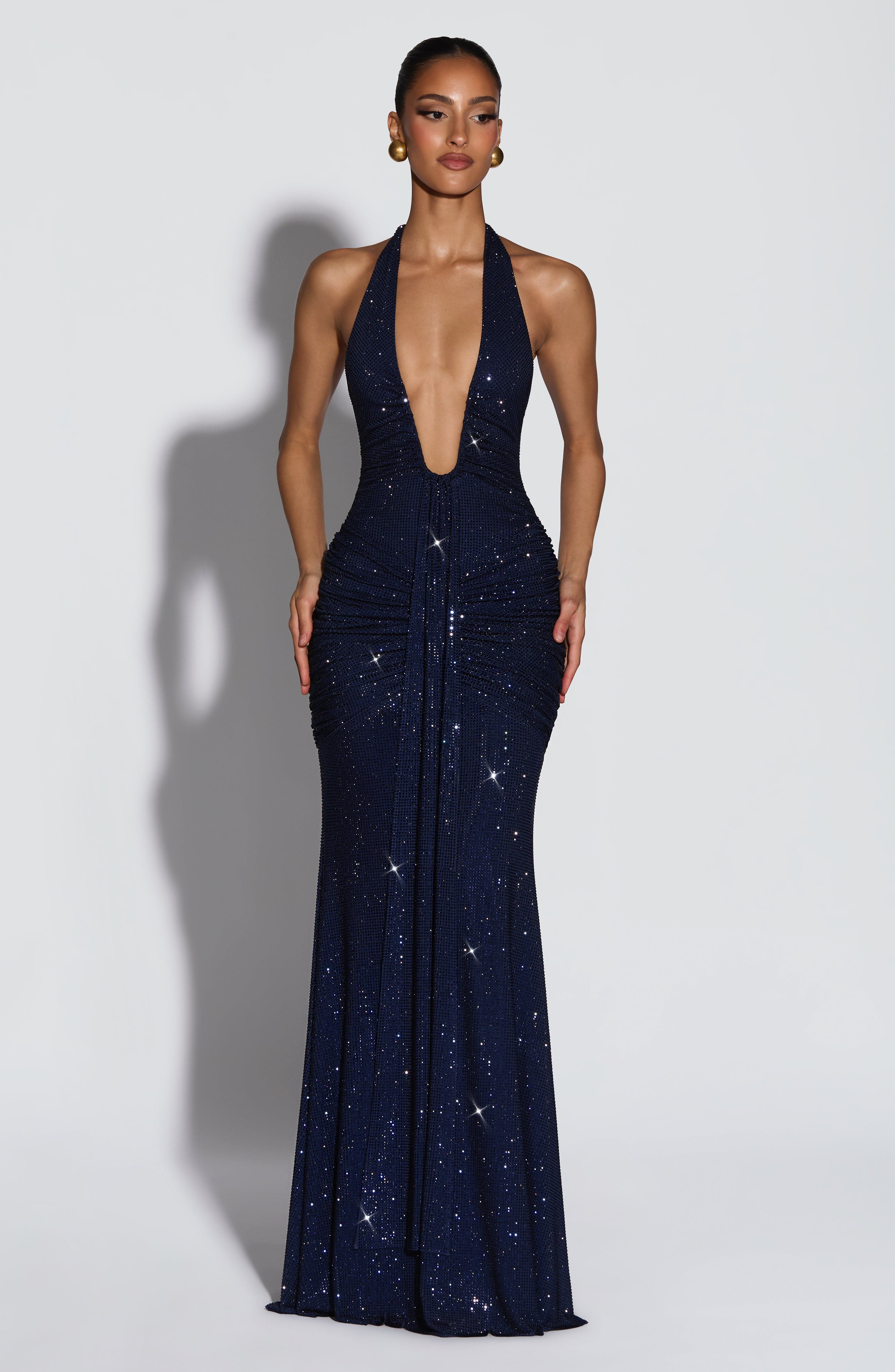 Rosetta Maxi Dress - Navy Sparkle Dress XS Babyboo Fashion Premium Exclusive Design