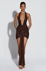 Rosetta Mini Dress - Plum Brown Sparkle Dress XS Babyboo Fashion Premium Exclusive Design