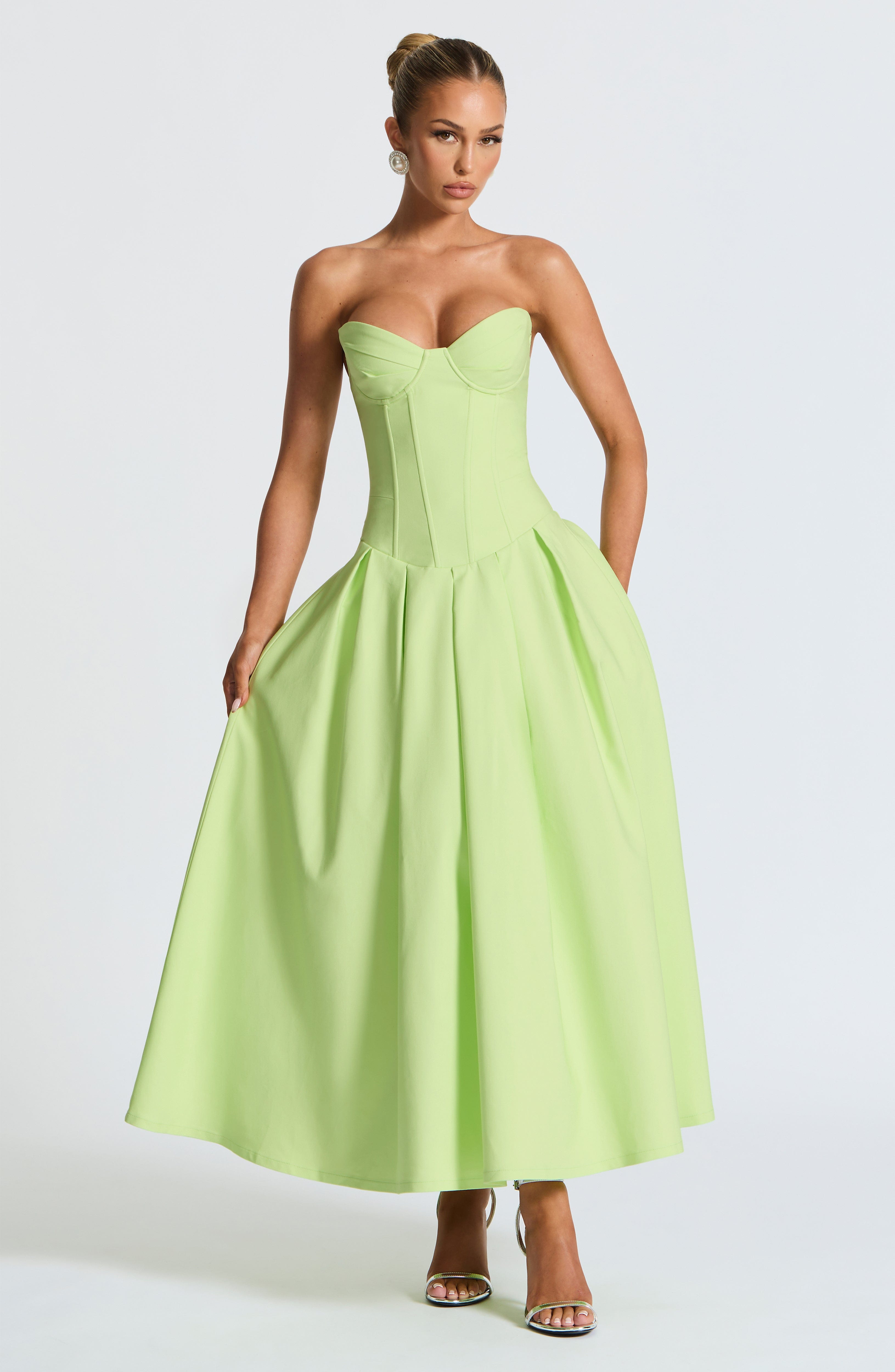 Salma Midi Dress - Lime Dress Babyboo Fashion Premium Exclusive Design
