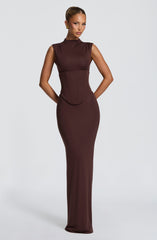 Soline Maxi Dress - Plum Brown Dress XS Babyboo Fashion Premium Exclusive Design