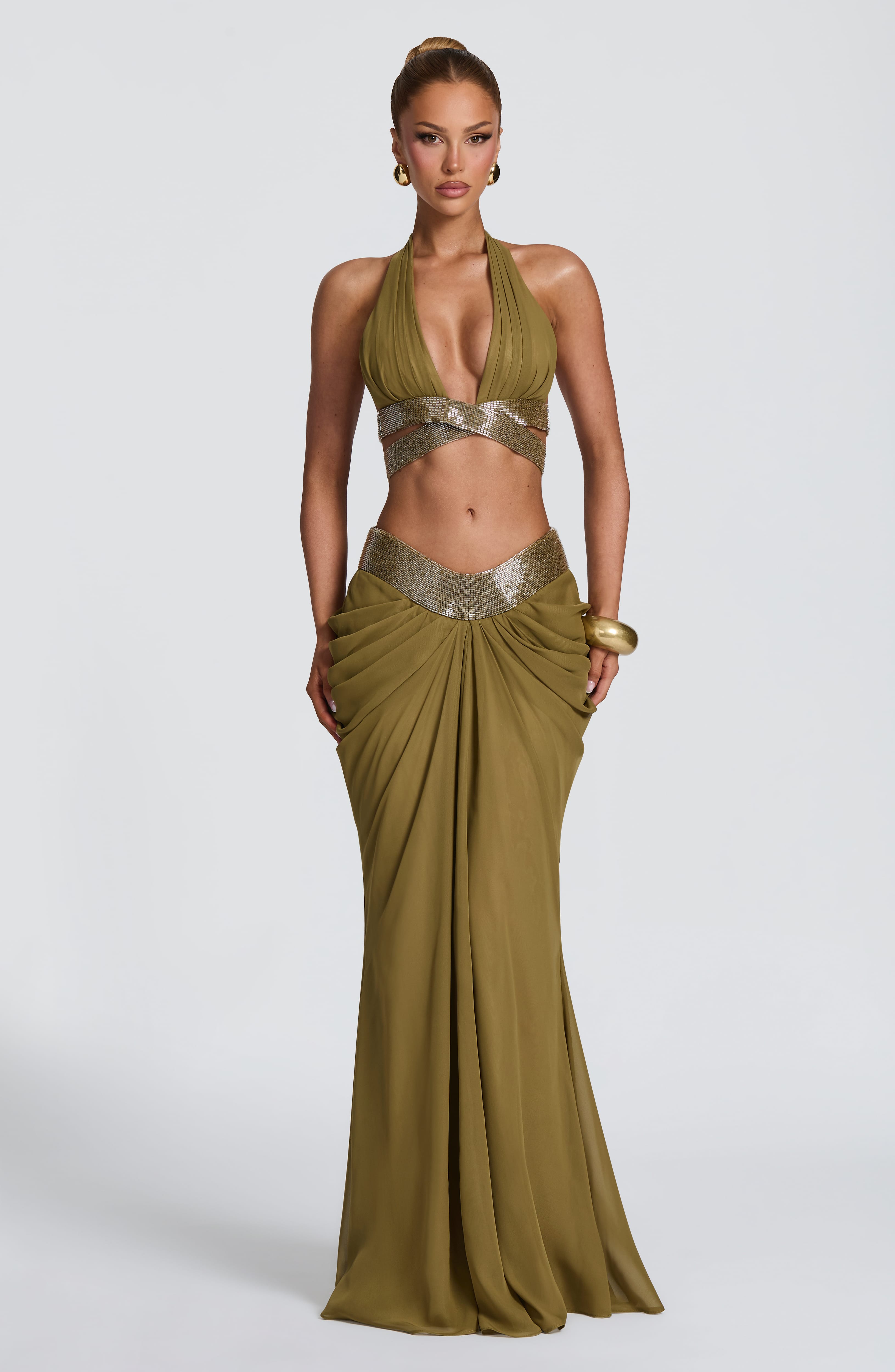 Sophie Maxi Skirt - Deep Olive Skirt XS Babyboo Fashion Premium Exclusive Design