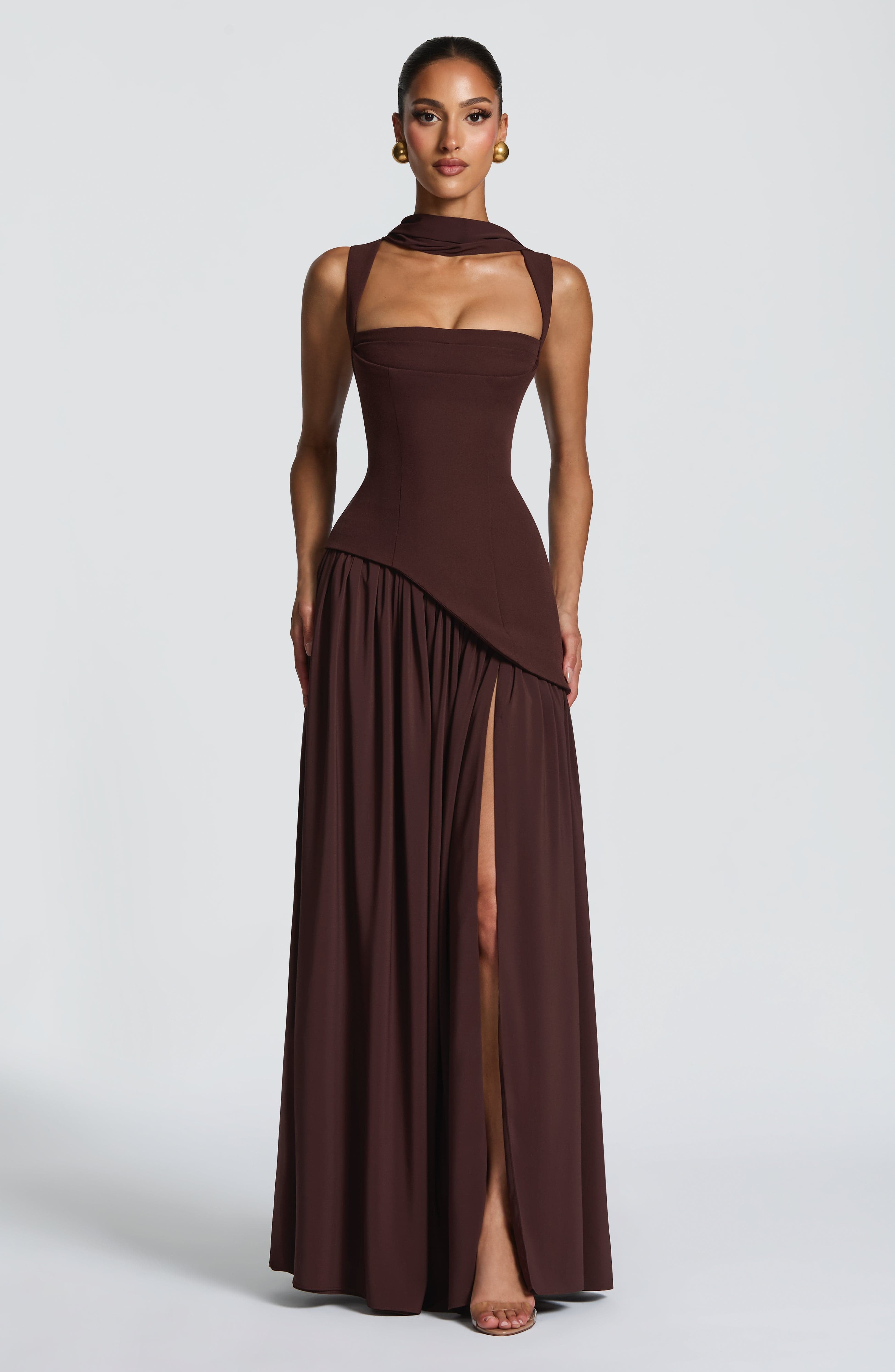Tullulah Maxi Dress - Plum Brown Dress XS Babyboo Fashion Premium Exclusive Design