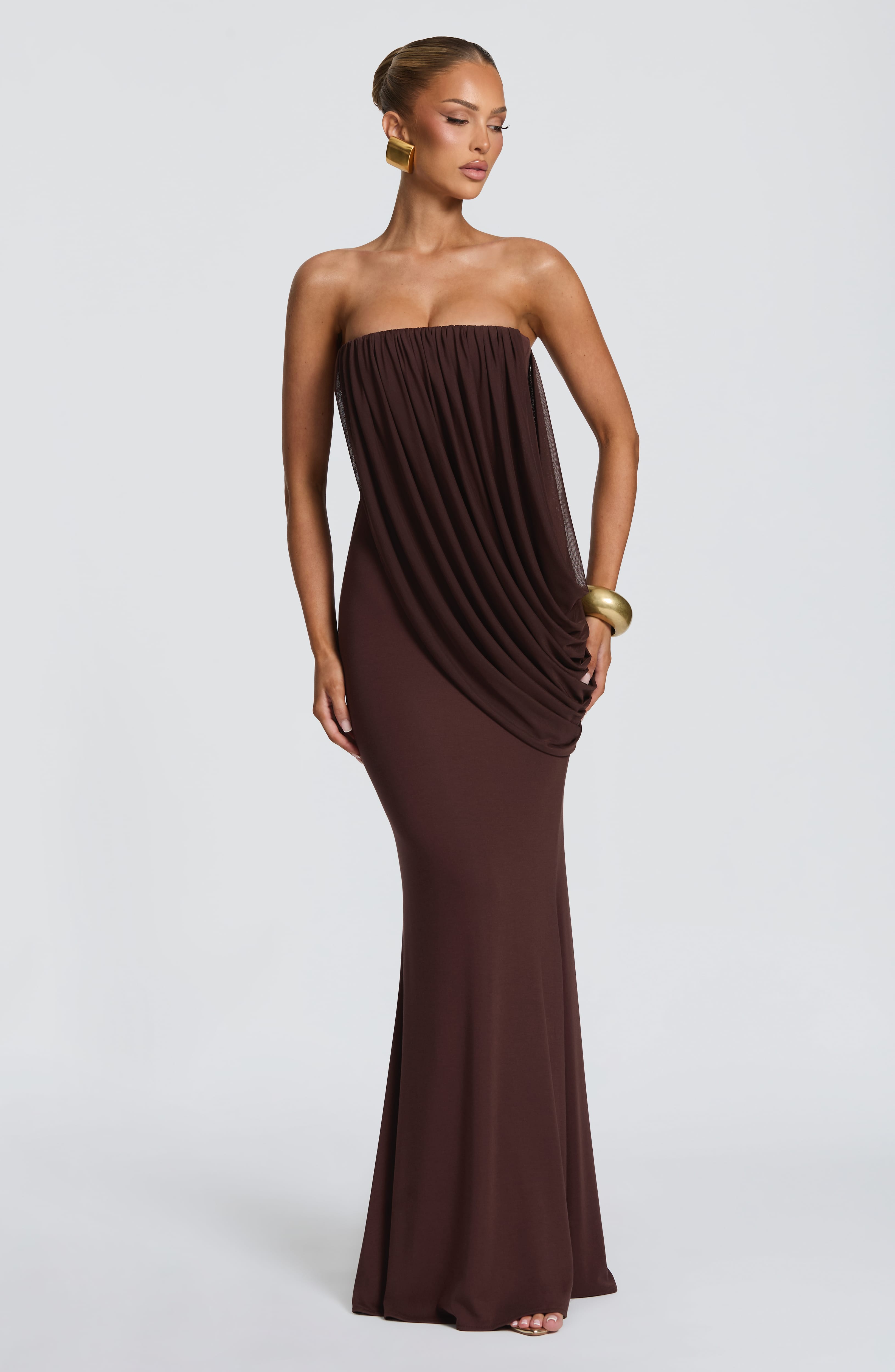 Vienna Maxi Dress - Plum Brown Dress XS Babyboo Fashion Premium Exclusive Design