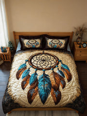Feathered Nightfall Three-Piece Quilted Bedding Set