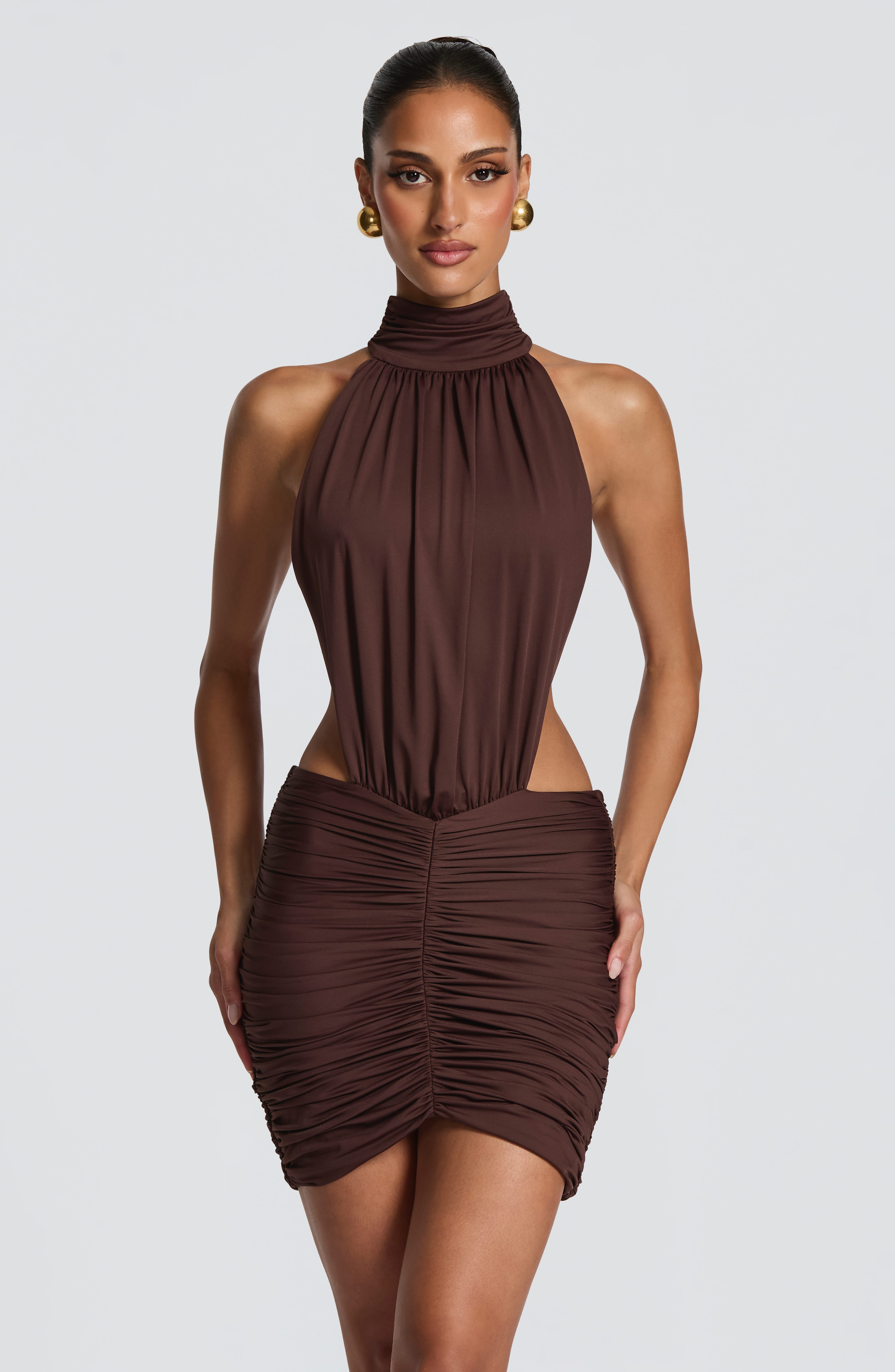 Thekla Mini Dress - Plum Brown Dress XS Babyboo Fashion Premium Exclusive Design