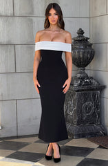 Bex Midi Dress - Black/White Dress Babyboo Fashion Premium Exclusive Design