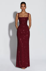 Calanthe Maxi Dress - Burgundy Sparkle Dress Babyboo Fashion Premium Exclusive Design