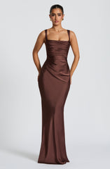 Calanthe Maxi Dress - Plum Brown Dress Babyboo Fashion Premium Exclusive Design