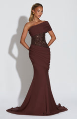 Ellora Gown - Plum Brown Dress Babyboo Fashion Premium Exclusive Design