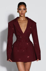 Elvira Mini Dress - Burgundy Sparkle Dress Babyboo Fashion Premium Exclusive Design