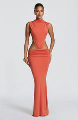 Fenella Maxi Dress - Burnt Orange Dress XS Babyboo Fashion Premium Exclusive Design
