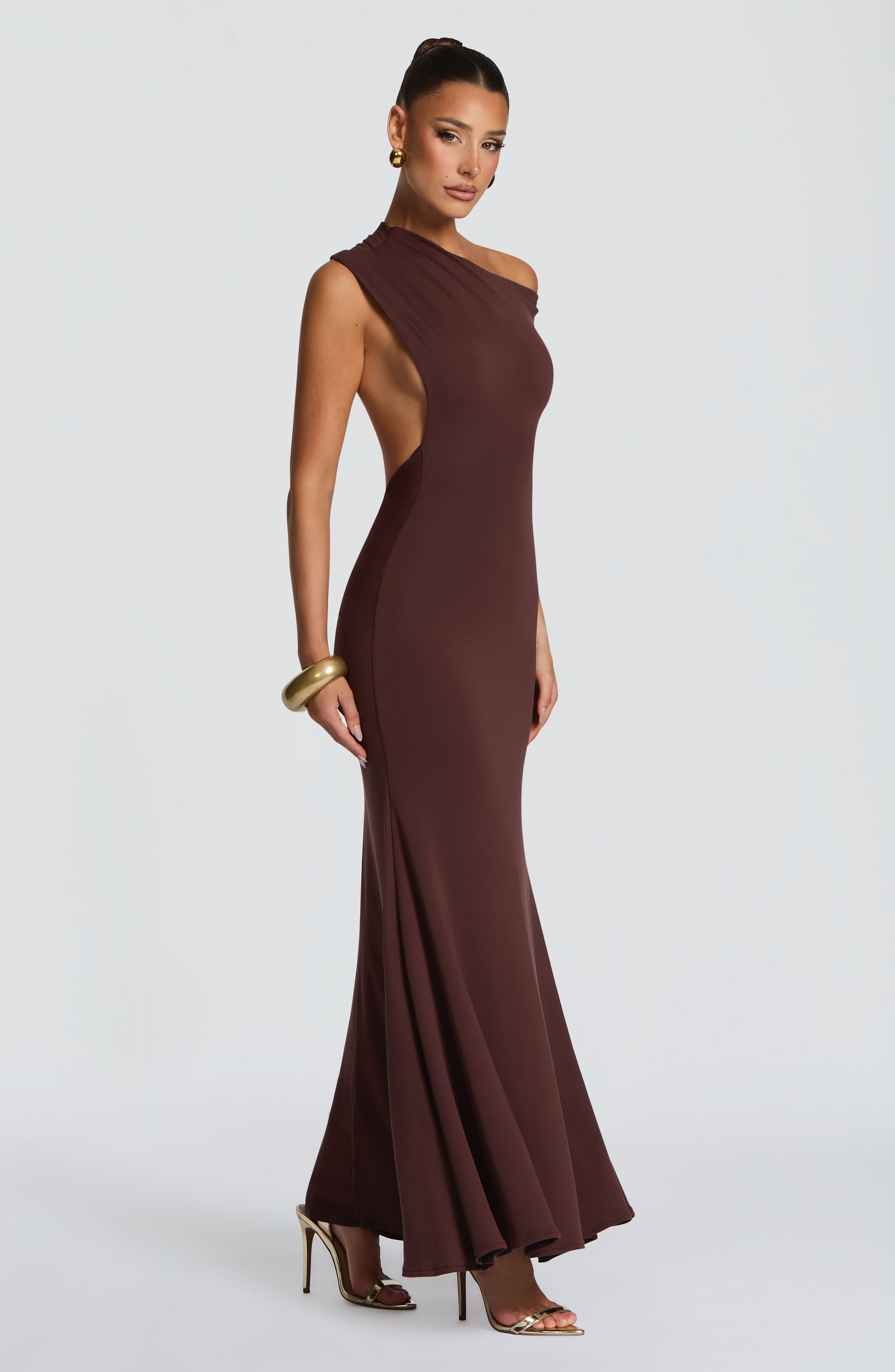 Fiora Maxi Dress - Plum Brown Dress Babyboo Fashion Premium Exclusive Design