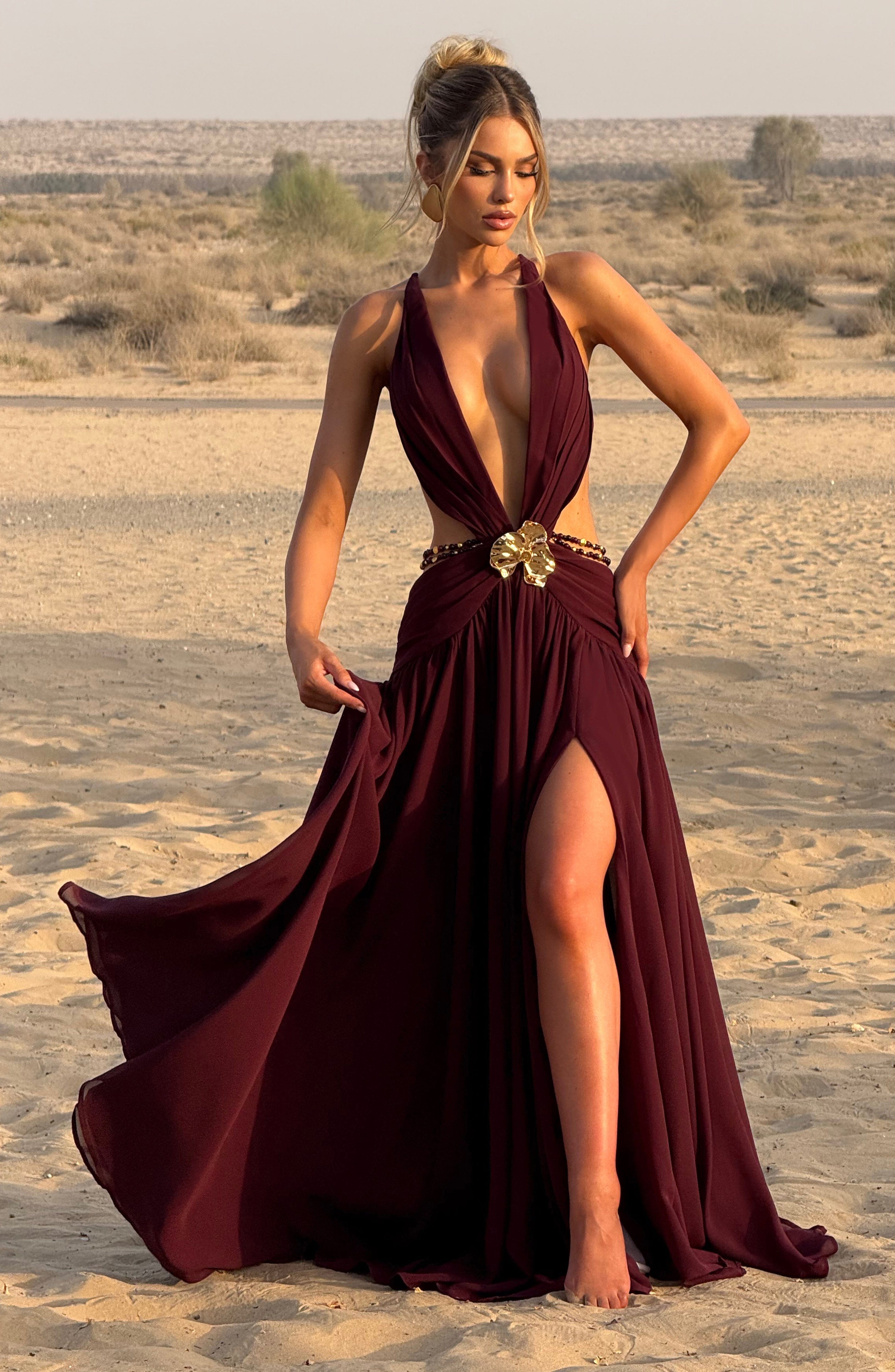Indianna Maxi Dress - Cherry Lacquer Dress Babyboo Fashion Premium Exclusive Design