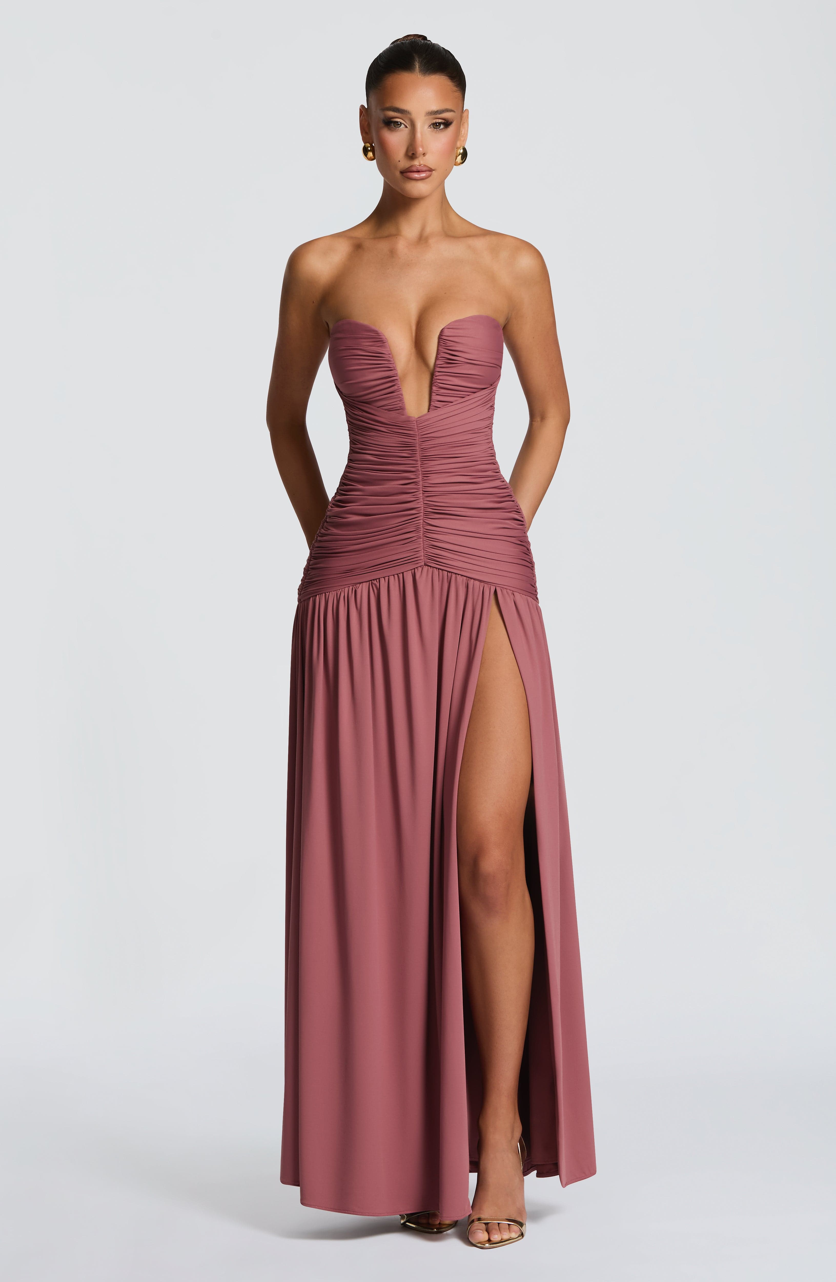 Junia Maxi Dress - Rose Brown Dress XS Babyboo Fashion Premium Exclusive Design