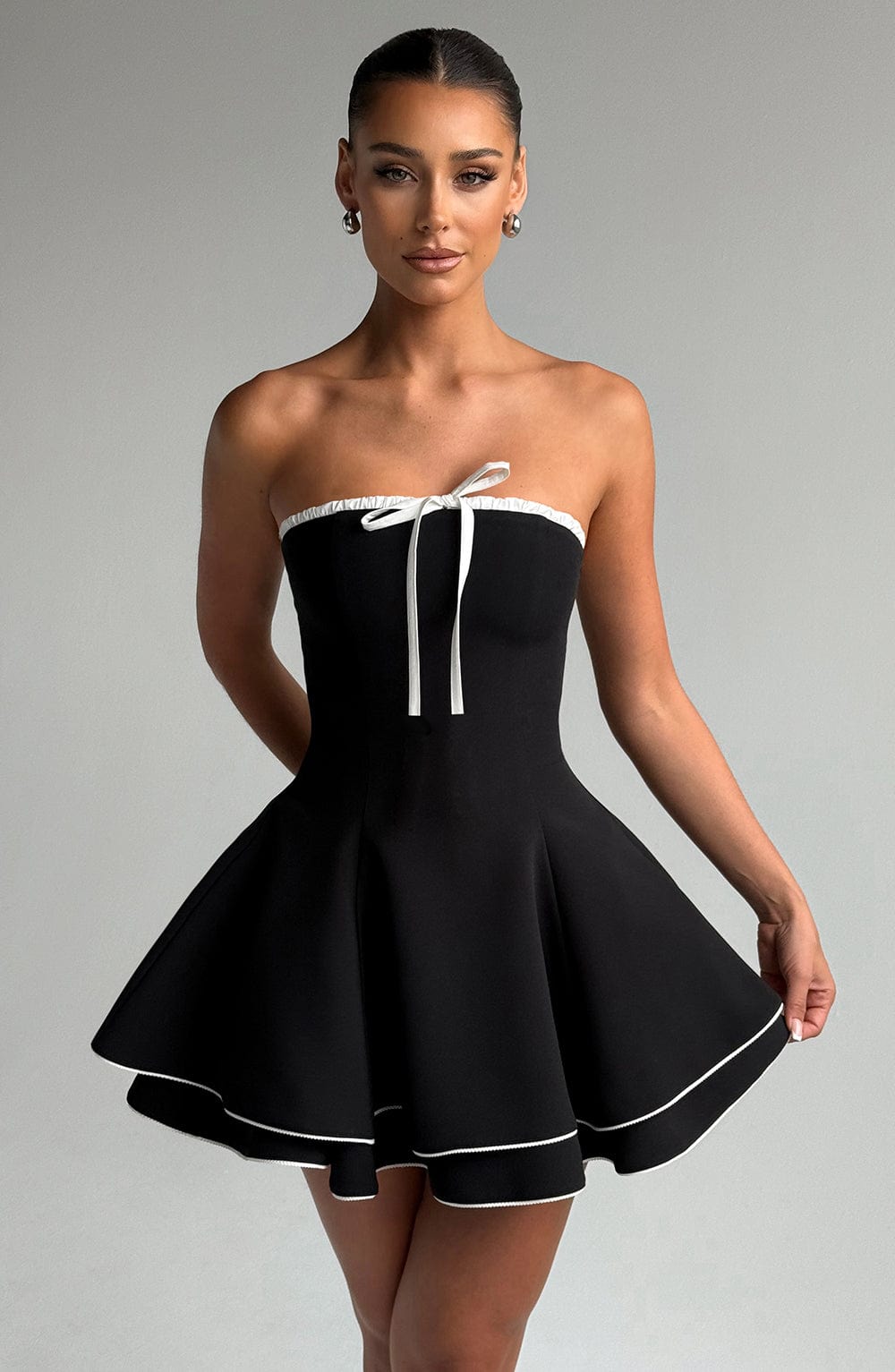 Juno Mini Dress - Black/White Dress Babyboo Fashion Premium Exclusive Design
